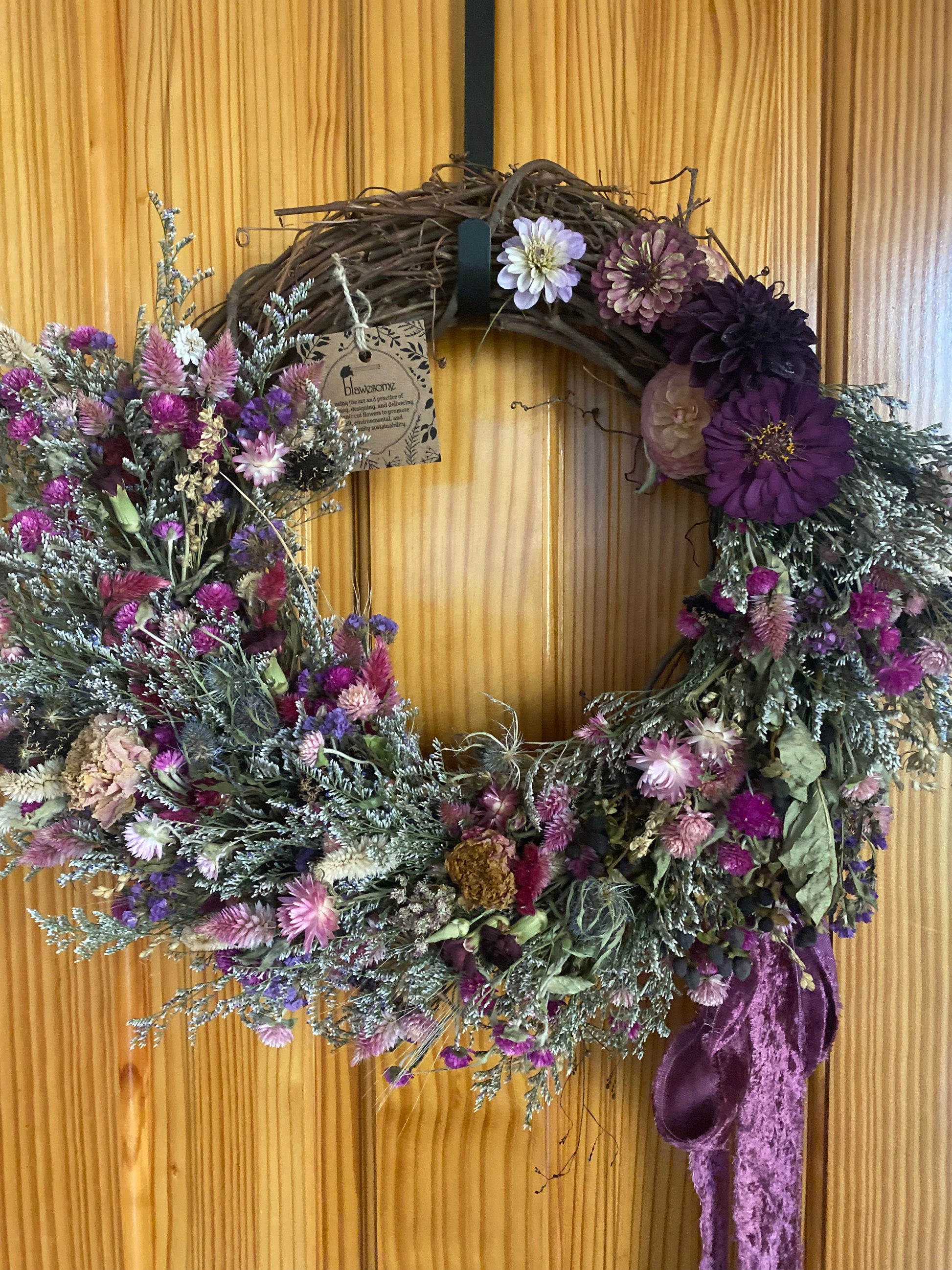 Wildflower Heart Wreath, Grapevine Wreath With Dried Flowers