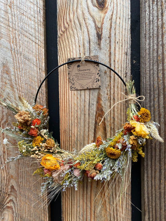 Dried Flower Wreath - 8" Wire base